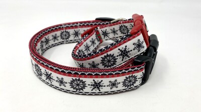 Snowflakes Christmas or Winter Dog Collar - image1